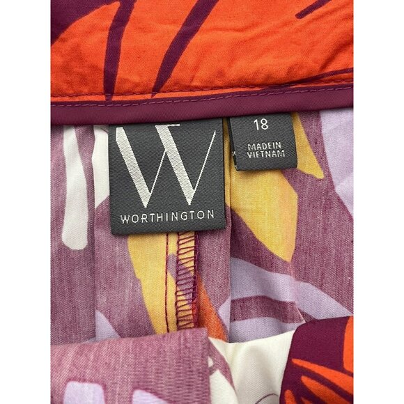 NWT Worthington Maxi Skirt Palm Leaf Parrot Purple Orange Gold Long Skirt - Picture 8 of 11